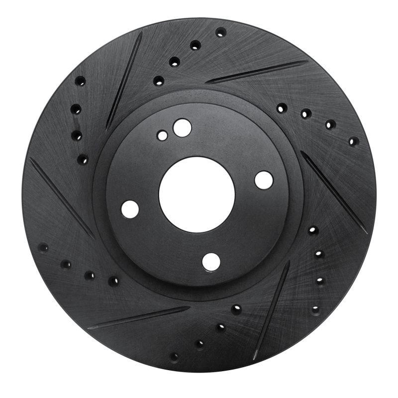 Mazda Miata Brake Rotor (1) - Front Left - R1 Concepts - Drilled & Slotted - Black - `01-`05